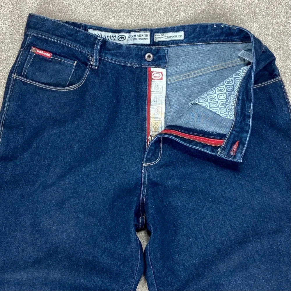 Ecko Unltd Foundry Baggy Carpenter Jeans Mens Sz 36 Dark Wash Wide Leg Denim